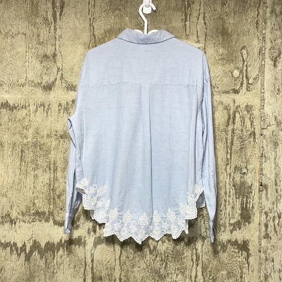 H&M button down striped tunic shirt hem details - Picture 2 of 6